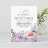 Botanische Lila-rosa-florale Boho-Engagement-Parte Einladung (Stehend Vorderseite)