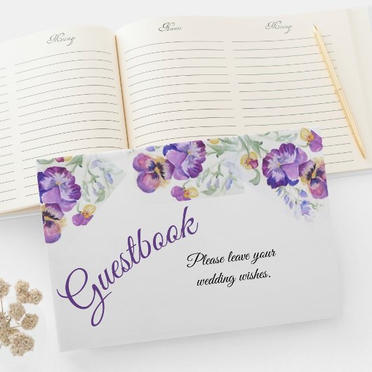 Botanische lila Stiefmütterchen Gästebuch