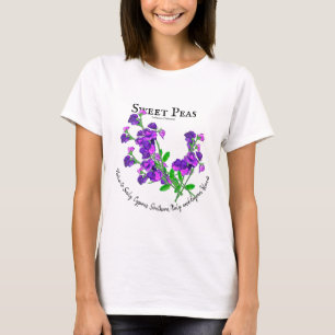 Botanische lila Süße Erbsen Text T-Shirt