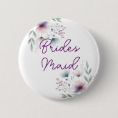 Botanische Lila und grüne Bridesmaid Button (Vorderseite)