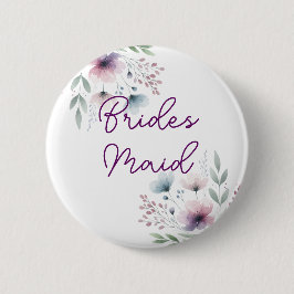 Botanische Lila und grüne Bridesmaid Button