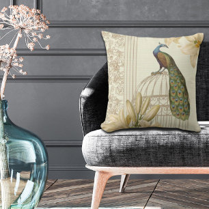 Botanische Lilie Vintag Peacock Kissen