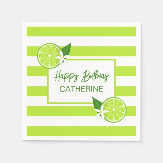 Botanische Limone Zitrusfrüchte Sommer Geburtstag Serviette (Vorderseite)