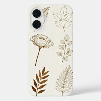 Botanische Line-Art-Handyhülle – Minimalistisches  iPhone 16 Hülle