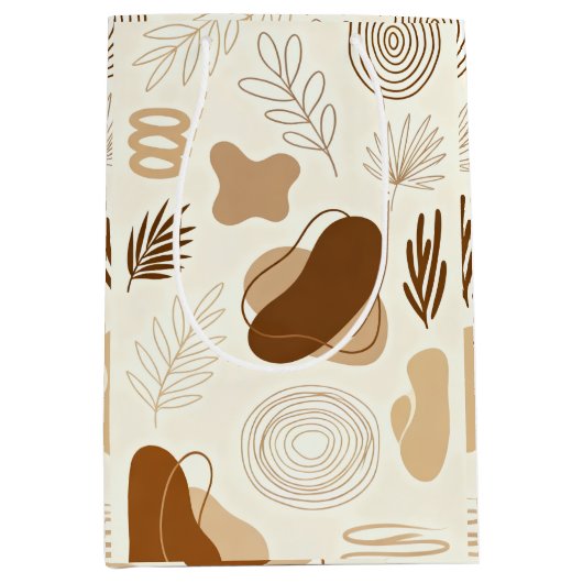 Botanische Line-Art-Papiertüte Mittlere Geschenktüte (Vorderseite)