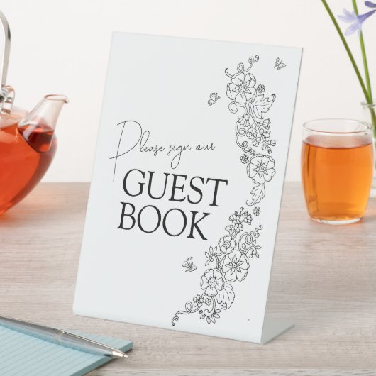 Botanische Linie Art Mono Gästebuch Sockelschild (In Situ)