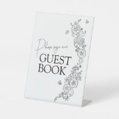 Botanische Linie Art Mono Gästebuch Sockelschild (Vorderseite)