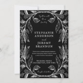 Botanische Linie Art Rahmen schwarze Einladung (Vorderseite)