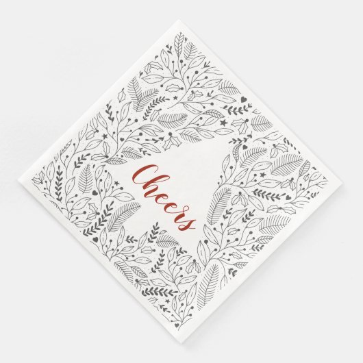 Botanische Linie "Cheers" Kunst/Weihnachtsbaum Serviette (Ecke)