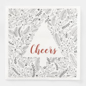 Botanische Linie "Cheers" Kunst/Weihnachtsbaum Serviette (Vorderseite)