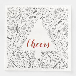 Botanische Linie "Cheers" Kunst/Weihnachtsbaum Serviette