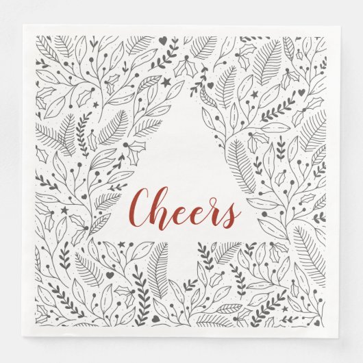 Botanische Linie "Cheers" Kunst/Weihnachtsbaum Serviette (Vorderseite)