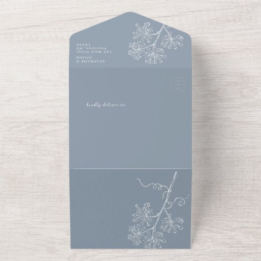 Botanische Linien Kunst in einer Hochzeit All In One Einladung (Außenbereich)