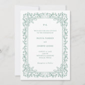 Botanische Linienkunst | Salbeigrüner QR-Code-Hoch Einladung (Vorderseite)