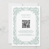 Botanische Linienkunst | Salbeigrüner QR-Code-Hoch Einladung (Rückseite)