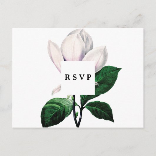 botanische Magnolia Hochzeit rsvp Postkarte (Vorderseite)