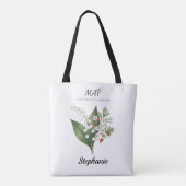 Botanische Maigeburtsblume Geburtstag Tasche (Rückseite)