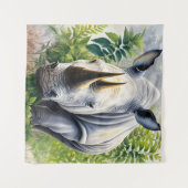 Botanische Malerei aus weißem Rhino Wandteppich (Vorderseite (Horizontal))