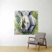 Botanische Malerei aus weißem Rhino Wandteppich (Beispiel)