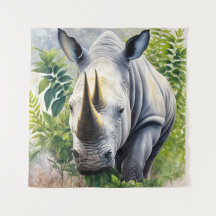 Botanische Malerei aus weißem Rhino