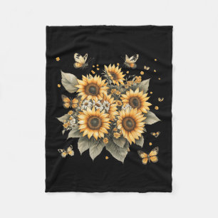 Botanische Malerei von Sonnenblumen Fleecedecke