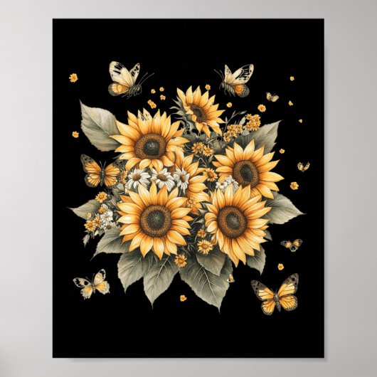 Botanische Malerei von Sonnenblumen Poster (Vorne)