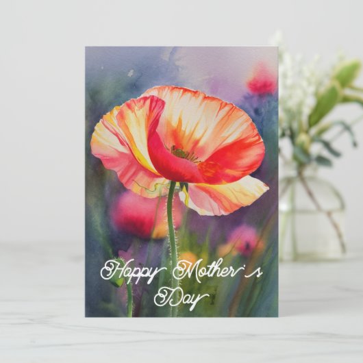 Botanische Malerkarte der Mohnmutter in der Blume  (Stehend Vorderseite)