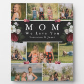 Botanische Mama Schwarz-Weiß-Blüten 8 FotoCollage Fotoplatte (Vorderseite)