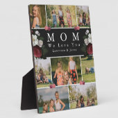 Botanische Mama Schwarz-Weiß-Blüten 8 FotoCollage Fotoplatte (Seite)