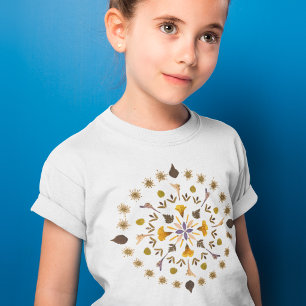 Botanische Mandala-Pressed- Flower-Kunst T-Shirt