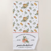 Botanische Mandarine | Citrus Bachelorette Weekend Strandtuch (Vorderseite)