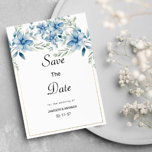 Botanische Marineblau Save the Date Einladung