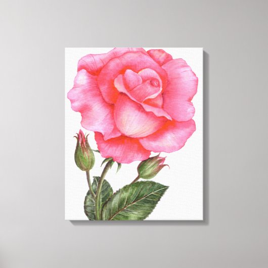 Botanische Mauer Rosa Blume Leinwanddruck (Vorderseite)