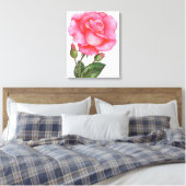 Botanische Mauer Rosa Blume Leinwanddruck (Insitu (Schlafzimmer))