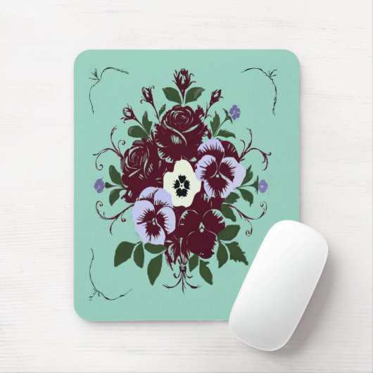 Botanische Mausmatte – Veilchenstrauß Mousepad (Mit Mouse)