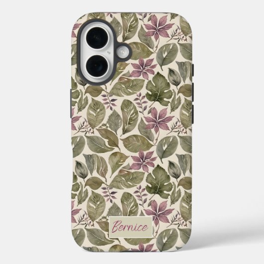 Botanische Mauve & Sage Leafy Case-Mate iPhone Hülle (Rückseite)