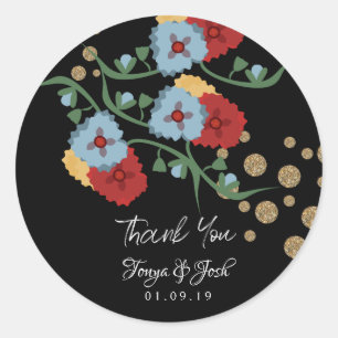 Botanische mexikanische florale Hochzeit Danke Gli Runder Aufkleber