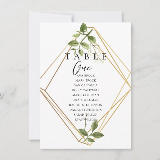 Botanische Mindestsitzkarte für die Tischnummer (Vorderseite)