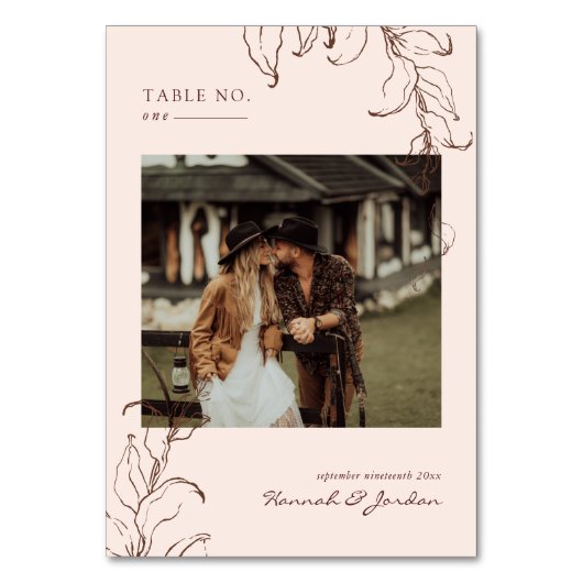 Botanische Minimal Terracotta | TISCHNUMMER (Rückseite)