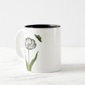 Botanische Minimalblume Zweifarbige Tasse (Vorderseite Links)