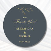 Botanische Minimalistische Hochzeit mit Charcoal V Runder Aufkleber