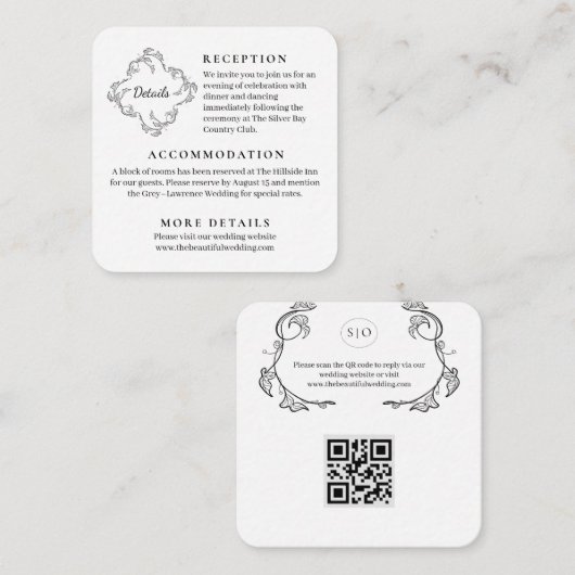 Botanische minimalistische Hochzeitseinlagekarte Begleitkarte (Vorne/Hinten)