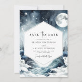 Botanische Minimalistische Mondlichthochzeit Save The Date (Vorderseite)