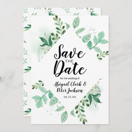 Botanische Minze aus frischen Blättern Save The Date (Vorne/Hinten)