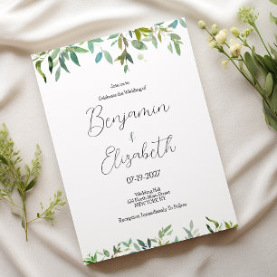 Botanische Minze dunkelgrüne Grünpflanzen Hochzeit Einladung