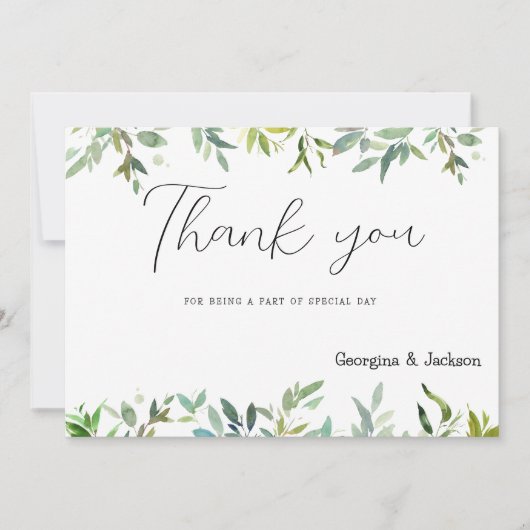 Botanische Minze dunkelgrünes Blattwerk Danke Einladung (Vorderseite)