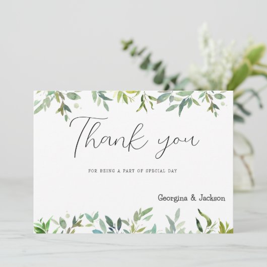 Botanische Minze dunkelgrünes Blattwerk Danke Einladung (Stehend Vorderseite)