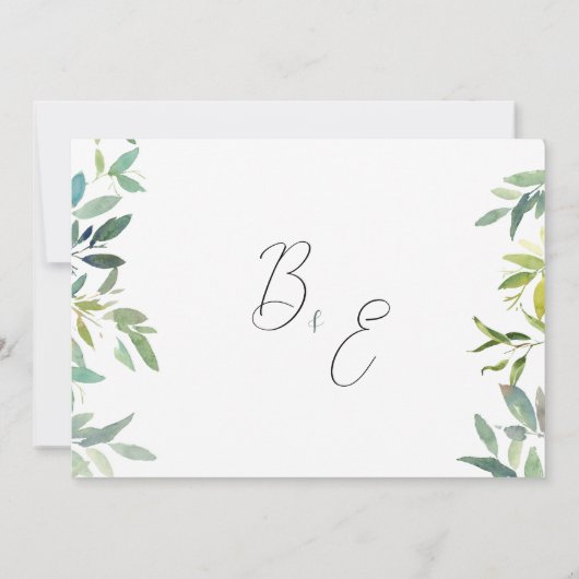 Botanische Minze dunkelgrünes Blattwerk Danke Einladung (Rückseite)