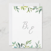 Botanische Minze, dunkelgrünes Blattwerk Save the  Einladung (Rückseite)