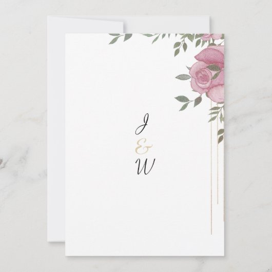 Botanische Minze Rosa romantische Hochzeit mit Blu Einladung (Rückseite)